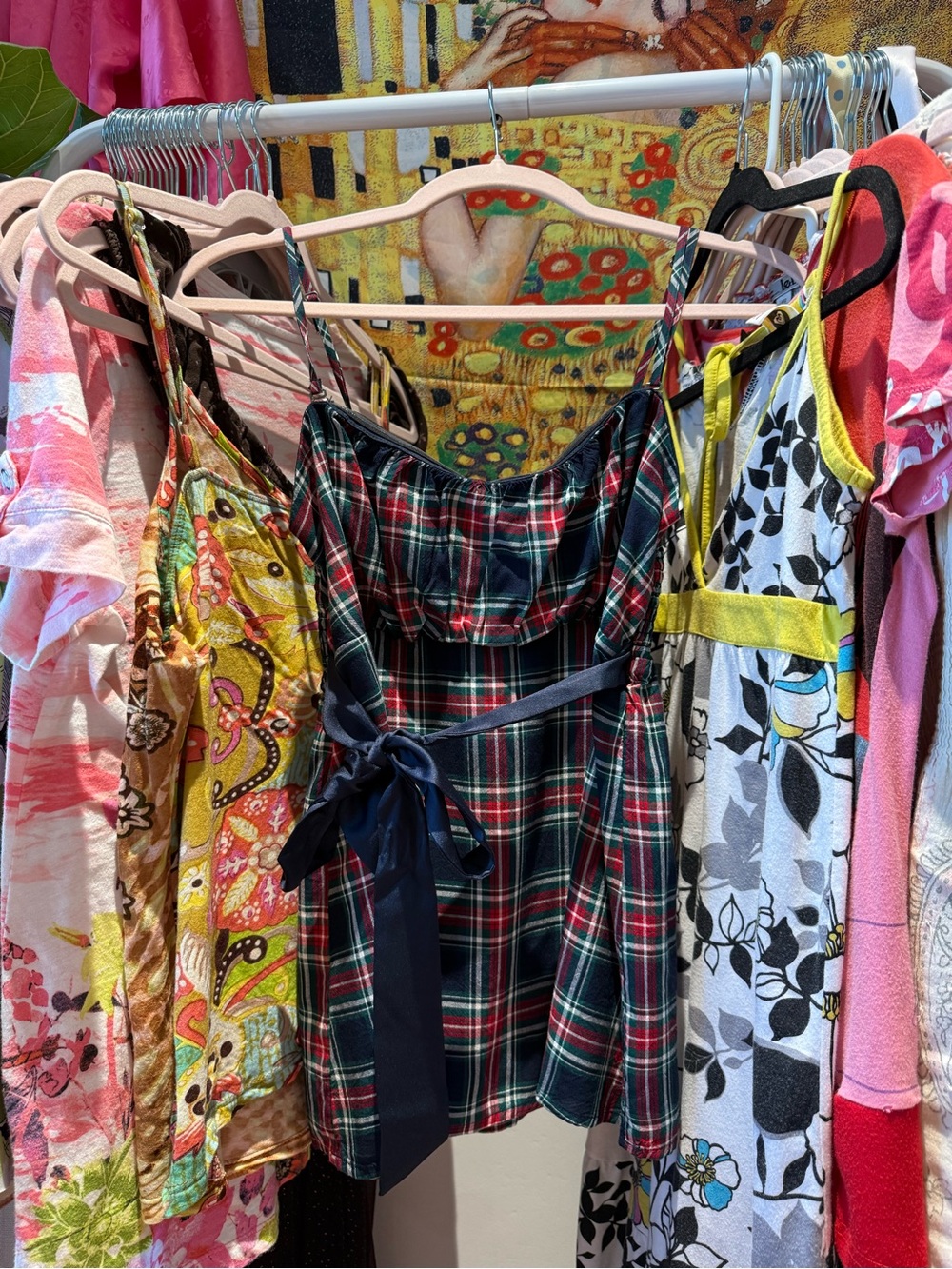 Hollister Plaid Babydoll + Tube Top w Ties